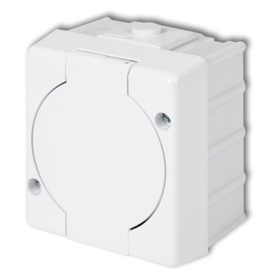 Gniazdo pojedyncze z uziemieniem 2P+Z (klapka biała) Biały Karlik SENIOR - GHS-1