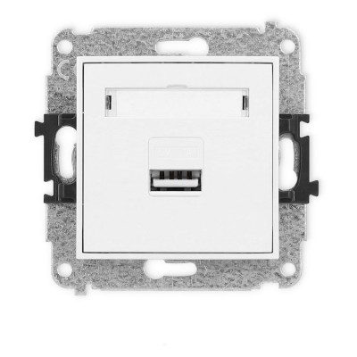 Mechanizm ładowarki USB pojedynczej USB A, 5W max., 5V, 1A Biały Karlik ICON - ICUSB-1
