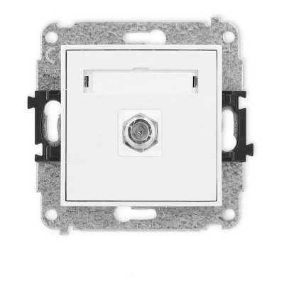Mechanizm gniazda antenowego pojedynczego typu F (SAT) niklowany Biały IGF-1 Karlik ICON