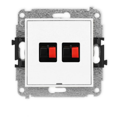 Mechanizm gniazda głośnikowego podwójnego, bez pola opisowego Biały Karlik ICON - IGGBO-2