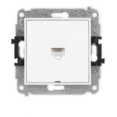 Mechanizm gniazda komputerowego pojedynczego 1xRJ45, kat. 5e, 8-stykowy, bez pola opisowego Biały Karlik ICON - IGKBO-1