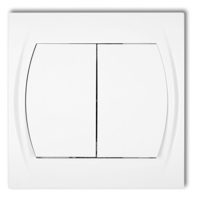 Łącznik jednobiegunowy ze schodowym podświetlany (dwa klawisze bez piktogramów, wspólne zasilanie) Biały Karlik LOGO - LWP-10L.11