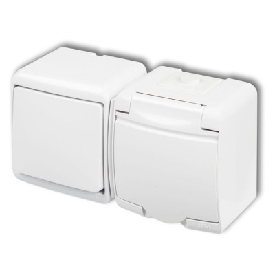 WGHH-1 Łącznik jednobiegunowy z gniazdem pojedynczym z uziemieniem 2P+Z (klapka biała, bez przesłon) Biały