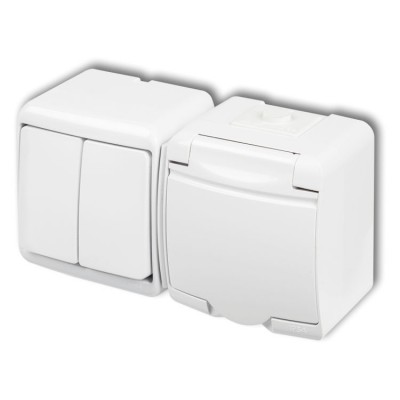 WGHH-2p Łącznik świecznikowy z gniazdem pojedynczym z uziemieniem 2P+Z (klapka biała, przesłony torów prądowych) Biały