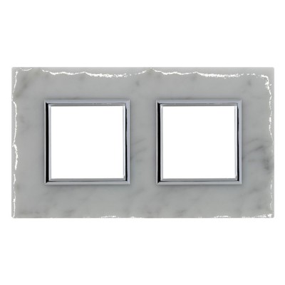 4504482 Ramka podwójna - Kamień Marmur (Ramka pośrednia: Biała) Kamień - Bianco