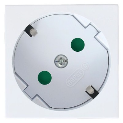 Gniazdo pojedyncze z uziemieniem schuko z przesłonami torów prądowych Biały Ospel 45 - GK-1SP/46