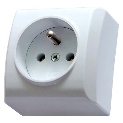 Gniazdo pojedyncze z uziemieniem Biały Ospel BIS - GN-1BZ/00