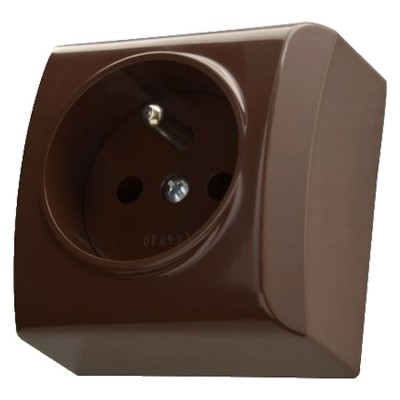 Gniazdo pojedyncze z uziemieniem Brązowy Ospel BIS - GN-1BZ/24