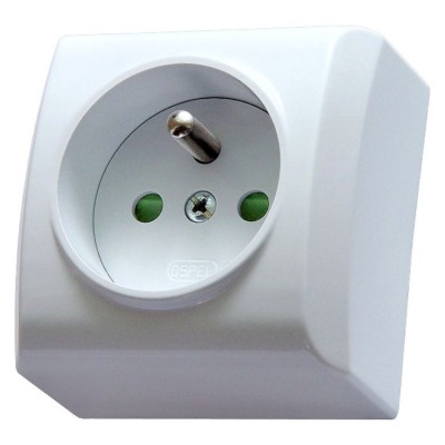 Gniazdo pojedyncze z uziemieniem z przesłonami torów prądowych Biały Ospel BIS - GN-1BZP/00
