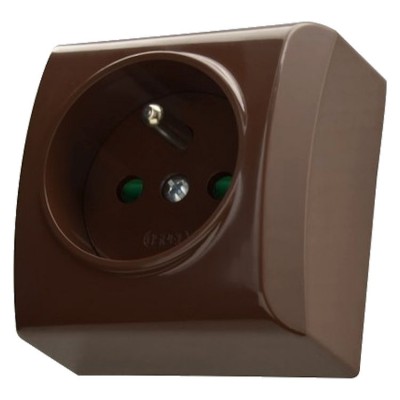 Gniazdo pojedyncze z uziemieniem z przesłonami torów prądowych Brązowy Ospel BIS - GN-1BZP/24