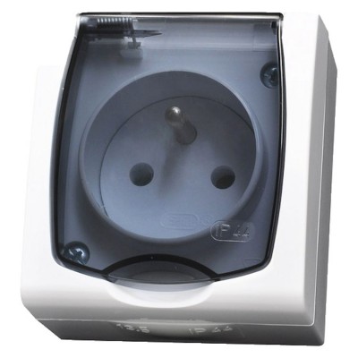 Gniazdo pojedyncze z uziemieniem wieczko przezroczyste Biały Ospel MADERA - GNH-1NZ/00/d