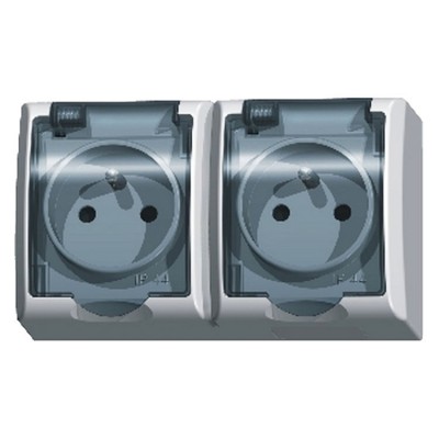 Gniazdo podwójne z uziemieniem wieczko przezroczyste Biały Ospel FALA - GNH-2HZ/00/d