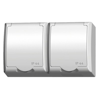 Gniazdo podwójne z uziemieniem wieczko w kolorze wyrobu Biały Ospel FALA - GNH-2HZ/00/w