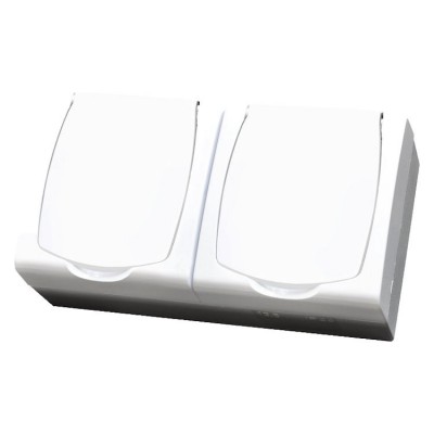 Gniazdo podwójne z uziemieniem schuko wieczko w kolorze wyrobu Biały Ospel MADERA - GNH-2NS/00/w