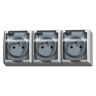 Gniazdo potrójne z uziemieniem wieczko przezroczyste Biały Ospel FALA - GNH-3HZ/00/d