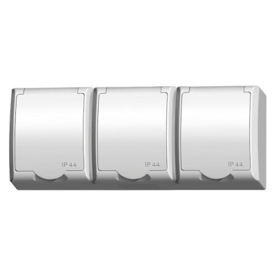 Gniazdo potrójne z uziemieniem wieczko w kolorze wyrobu Biały Ospel FALA - GNH-3HZ/00/w