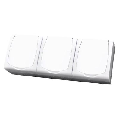 Gniazdo potrójne z uziemieniem wieczko w kolorze wyrobu Biały Ospel MADERA - GNH-3NZ/00/w