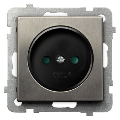 Gniazdo pojedyncze z przesłonami torów prądowych Stal Inox Ospel SONATA STAL INOX - GP-1RMP/m/37