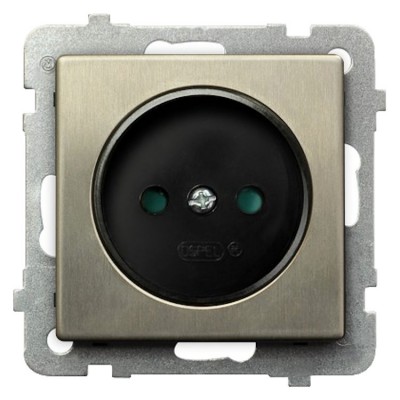 Gniazdo pojedyncze z przesłonami torów prądowych Nowe Srebro Ospel SONATA NOWE SREBRO - GP-1RMP/m/44