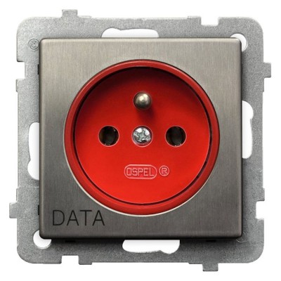 Gniazdo pojedyncze z uziemieniem DATA Stal Inox Ospel SONATA STAL INOX - GP-1RMZD/m/37