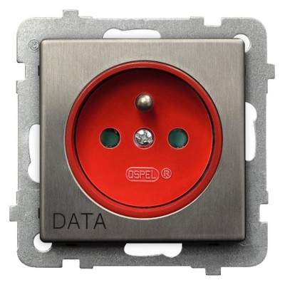 Gniazdo pojedyncze z uziemieniem DATA z przesłonami torów prądowych Stal Inox Ospel SONATA STAL INOX - GP-1RMZDP/m/37
