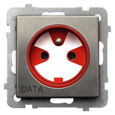 Gniazdo pojedyncze z uziemieniem DATA z kluczem uprawniającym Stal Inox Ospel SONATA STAL INOX - GP-1RMZK/m/37