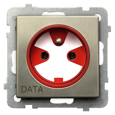 Gniazdo pojedyncze z uziemieniem DATA z kluczem uprawniającym Nowe Srebro Ospel SONATA NOWE SREBRO - GP-1RMZK/m/44