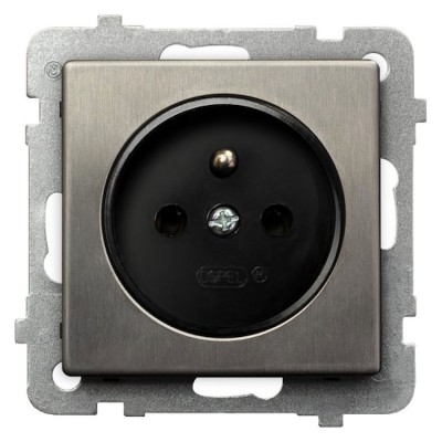 Gniazdo pojedyncze z uziemieniem Stal Inox Ospel SONATA STAL INOX - GP-1RMZ/m/37
