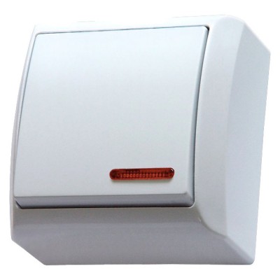 Łącznik jednobiegunowy z podświetleniem pomarańczowym Biały Ospel BIS - ŁN-1BS/00