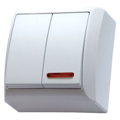 Łącznik dwugrupowy świecznikowy z podświetleniem pomarańczowym Biały Ospel BIS - ŁN-2BS/00