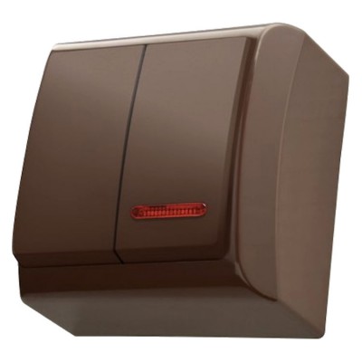 Łącznik dwugrupowy świecznikowy z podświetleniem pomarańczowym Brązowy Ospel BIS - ŁN-2BS/24