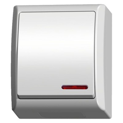 Łącznik jednobiegunowy z podświetleniem pomarańczowym Biały Ospel FALA - ŁNH-1HS/00