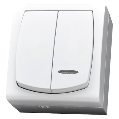 Łącznik dwugrupowy świecznikowy z podświetleniem pomarańczowym Biały Ospel MADERA - ŁNH-2NS/00