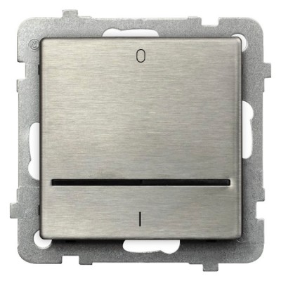 Łącznik dwubiegunowy z podświetleniem niebieskim Stal Inox Ospel SONATA STAL INOX - ŁP-11RMS/m/37
