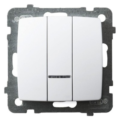 Łącznik potrójny z podświetleniem pomarańczowym Biały Ospel KARO - ŁP-13SS/m/00