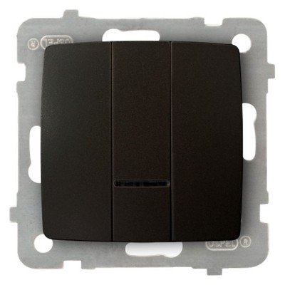 Łącznik potrójny z podświetleniem niebieskim Czekoladowy Metalik Ospel KARO - ŁP-13SS/m/40