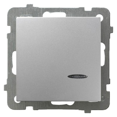 Łącznik jednobiegunowy z podświetleniem niebieskim Srebro Ospel AS - ŁP-1GS/m/18