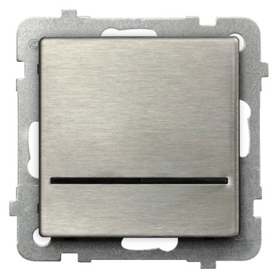 Łącznik jednobiegunowy z podświetleniem niebieskim Stal Inox Ospel SONATA STAL INOX - ŁP-1RMS/m/37