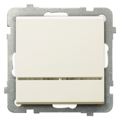 Łącznik jednobiegunowy z podświetleniem pomarańczowym Ecru Ospel SONATA - ŁP-1RS/m/27