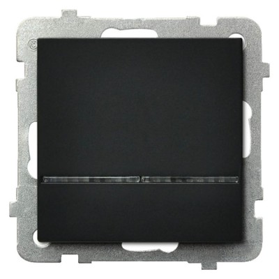 Łącznik jednobiegunowy z podświetleniem niebieskim Czarny Metalik Ospel SONATA - ŁP-1RS/m/33