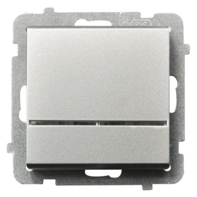 Łącznik jednobiegunowy z podświetleniem niebieskim Srebro Mat Ospel SONATA - ŁP-1RS/m/38