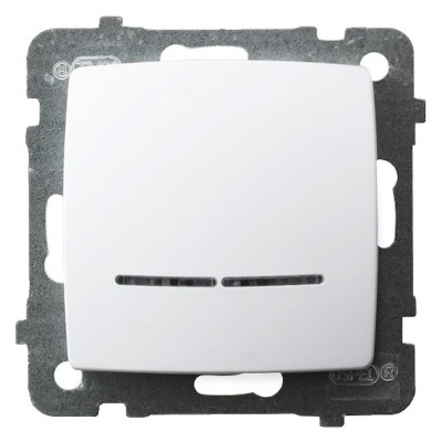 Łącznik jednobiegunowy z podświetleniem pomarańczowym Biały Ospel KARO - ŁP-1SS/m/00