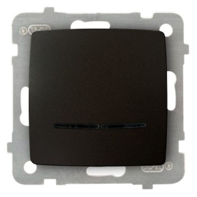 Łącznik jednobiegunowy z podświetleniem niebieskim Czekoladowy Metalik Ospel KARO - ŁP-1SS/m/40