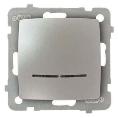 Łącznik jednobiegunowy z podświetleniem niebieskim Srebrny Perłowy Ospel KARO - ŁP-1SS/m/43