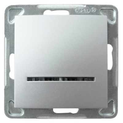 Łącznik jednobiegunowy z podświetleniem niebieskim Srebro Ospel IMPRESJA - ŁP-1YS/m/18