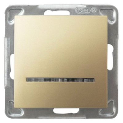 Łącznik jednobiegunowy z podświetleniem niebieskim Złoty Metalik Ospel IMPRESJA - ŁP-1YS/m/28