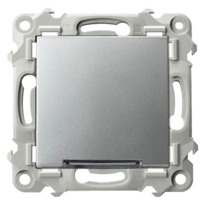 Łącznik jednobiegunowy z podświetleniem niebieskim Srebro Ospel SZAFIR - ŁP-1ZS/m/18