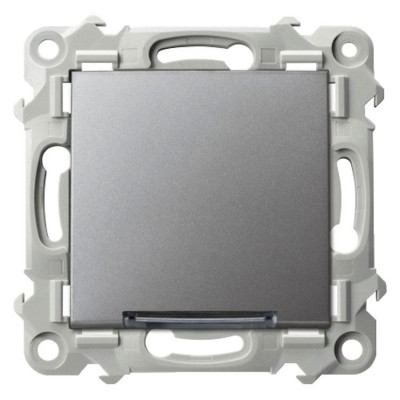 Łącznik jednobiegunowy z podświetleniem niebieskim Szary Mat. Ospel SZAFIR - ŁP-1ZS/m/70