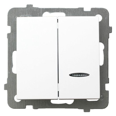 Łącznik dwugrupowy świecznikowy z podświetleniem pomarańczowym Biały Ospel AS - ŁP-2GS/m/00