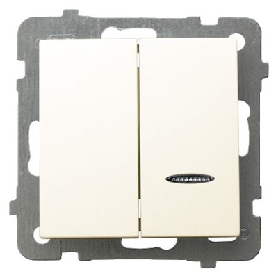 Łącznik dwugrupowy świecznikowy z podświetleniem pomarańczowym Ecru Ospel AS - ŁP-2GS/m/27